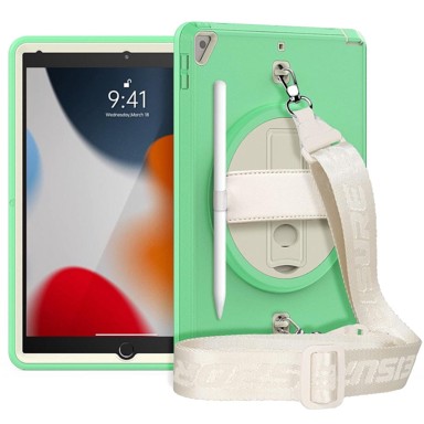 NIKCORP Robusna zaštitna maska za iPad 5/6 9.7" s rotirajućim stalkom 360° ručkom i naramenicom, zelena